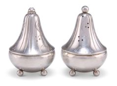 A PAIR OF DANISH SILVER SALT AND PEPPERS