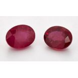 TWO OVAL MIXED-CUT RUBIES, 1.40ct and 1.77ct