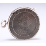 AN UNUSUAL SILVER-MOUNTED GEORGE III CARTWHEEL PENNY VESTA CASE