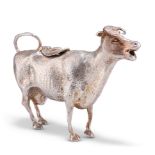 A VICTORIAN SILVER-PLATED COW CREAMER