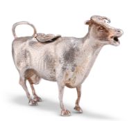 A VICTORIAN SILVER-PLATED COW CREAMER