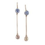 A PAIR OF SAPPHIRE PENDANT EARRINGS