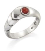 OLE KORTZAU FOR GEORG JENSEN - A DANISH SILVER CORAL RING, no. 362