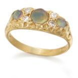 AN 18 CARAT GOLD OPAL AND DIAMOND RING