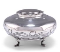 AN ART NOUVEAU SILVER INKWELL