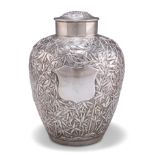 A 19TH CENTURY CHINESE SILVER JAR AND COVER