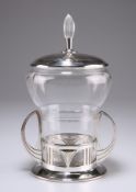 A GERMAN SECESSIONIST SILVER-PLATED AND GLASS BISCUIT BOX