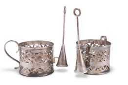 A PAIR OF VICTORIAN SILVER HURRICANE CHAMBERSTICKS