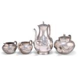 A CHINESE SILVER FOUR-PIECE TEA SERVICE