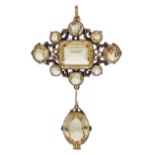 A 19TH CENTURY CITRINE BROOCH PENDANT