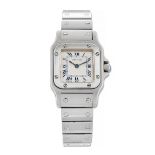 A LADY'S STEEL CARTIER SANTOS GALBEE BRACELET WATCH