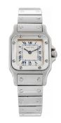 A LADY'S STEEL CARTIER SANTOS GALBEE BRACELET WATCH