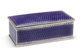 A RARE GEORGE V SILVER AND ENAMEL STAMP BOX