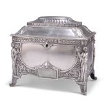 A GERMAN NEO-CLASSICAL REVIVAL SILVER-PLATED CASKET