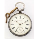 A SILVER OPEN FACED POCKET WATCH