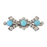 A LATE 19TH CENTURY TURQUOISE AND DIAMOND BROOCH
