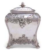 AN EARLY GEORGE III SILVER TEA CADDY