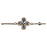 AN EARLY 20TH CENTURY SAPPHIRE, DIAMOND AND ENAMEL BAR BROOCH