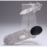 A LATE VICTORIAN SILVER CHATELAINE SPECTACLES CASE