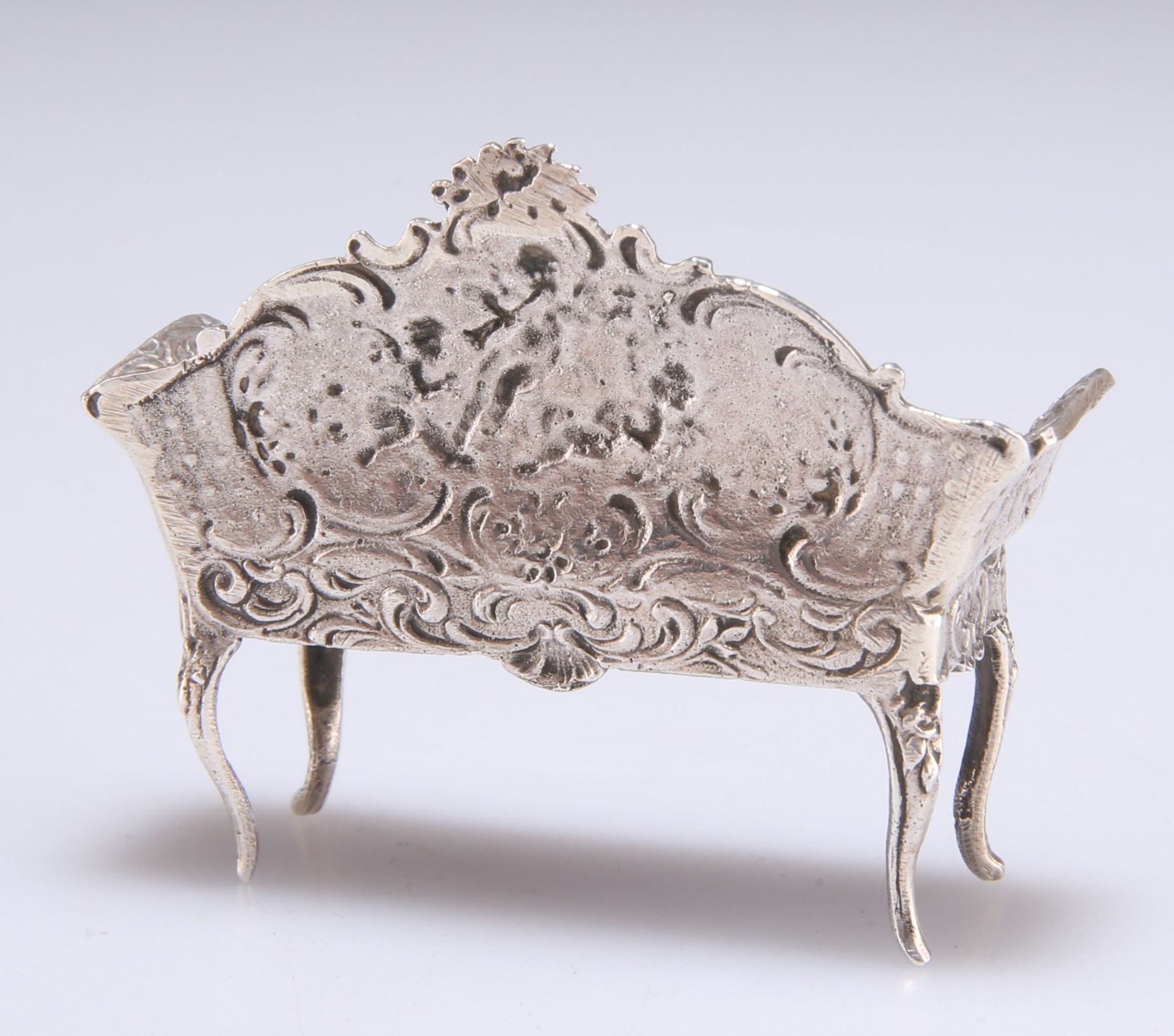A GERMAN SILVER MINIATURE MODEL OF A SETTEE - Image 2 of 3