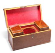 A GEORGE III SILVER-MOUNTED ROSEWOOD AND BOXWOOD CADDY