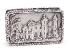 A WILLIAM IV SILVER CASTLE-TOP VINAIGRETTE