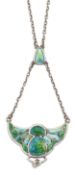 CHARLES HORNER - A SILVER AND ENAMEL PENDANT NECKLACE