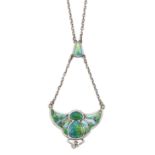 CHARLES HORNER - A SILVER AND ENAMEL PENDANT NECKLACE