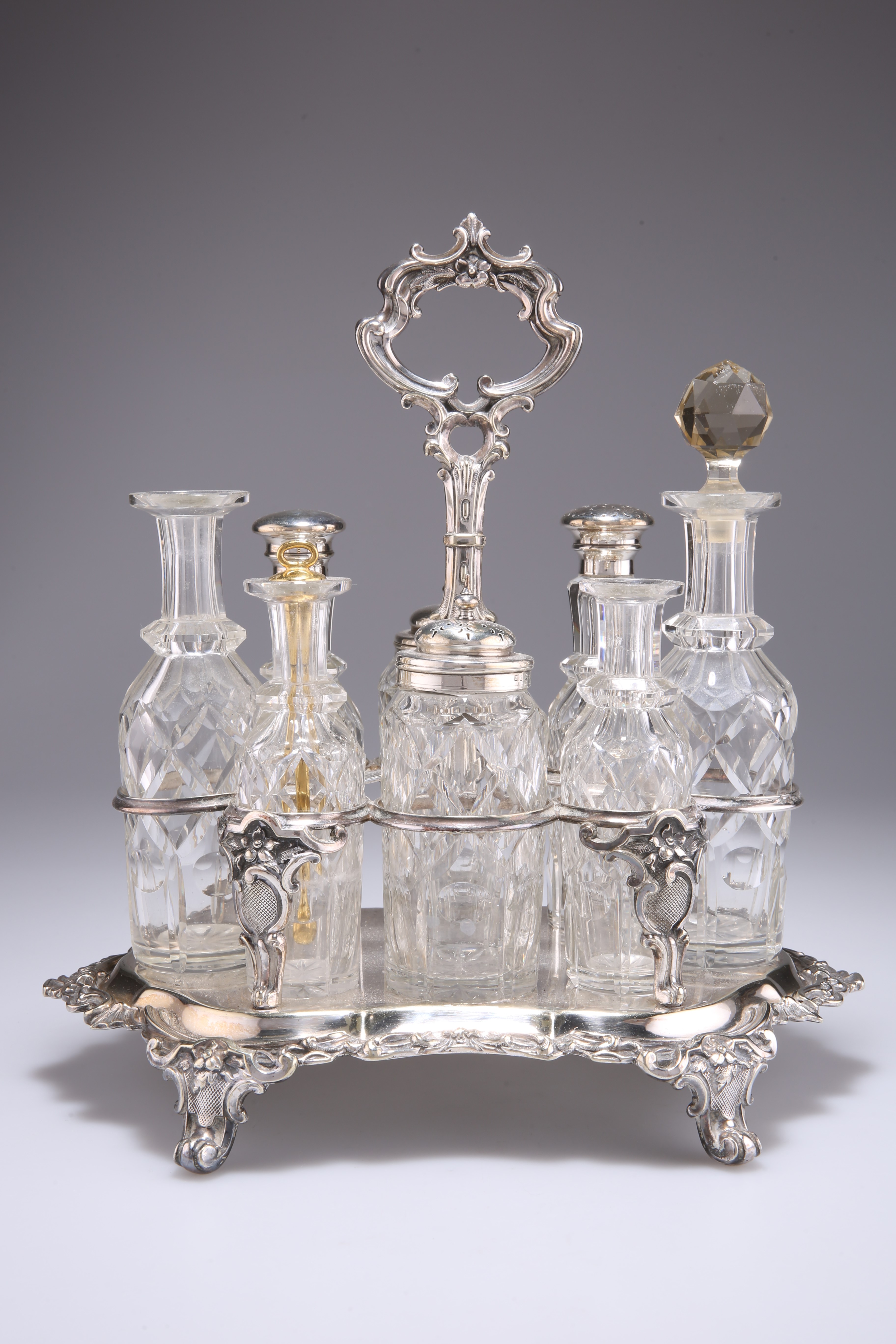 A VICTORIAN SILVER-PLATED EIGHT-BOTTLE CRUET STAND - Image 2 of 4