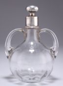 A VICTORIAN SILVER-MOUNTED GLASS TWO-HANDLED FLASK