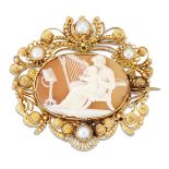 A 19TH CENTURY SHELL CAMEO BROOCH