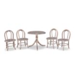 A CHINESE SILVER MINIATURE TABLE AND FOUR CHAIRS