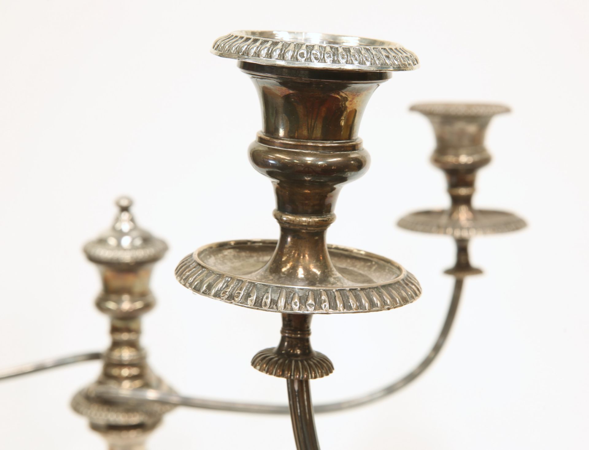 A PAIR OF OLD SHEFFIELD PLATE CANDELABRA - Image 3 of 4