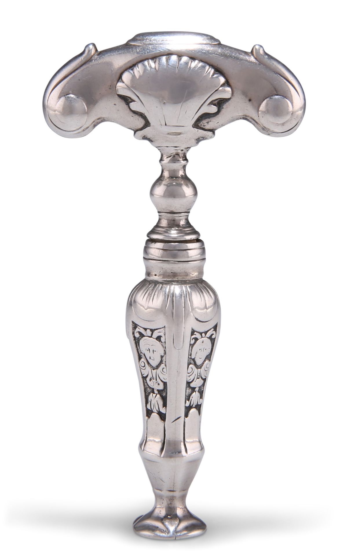 AN 18TH CENTURY DUTCH SILVER CORKSCREW