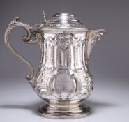 A LARGE 19TH CENTURY SILVER-PLATED FLAGON