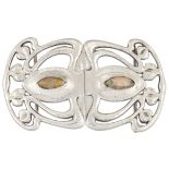 DAVID VEASEY FOR LIBERTY & CO - AN ARTS AND CRAFTS CYMRIC SILVER AND OPAL BUCKLE