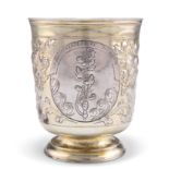 A LARGE 18TH RUSSIAN SILVER BEAKER CUP