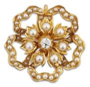 A LATE 19TH CENTURY DIAMOND AND SPLIT PEARL BROOCH PENDANT