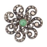 A LATE 18TH/EARLY 19TH CENTURY EMERALD AND DIAMOND BROOCH