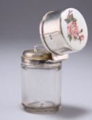 AN EDWARDIAN SILVER AND ENAMEL SCENT BOTTLE