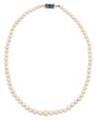 A CULTURED PEARL NECKLACE, WITH A SAPPHIRE CLASP