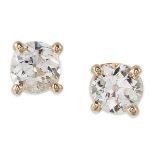 A PAIR OF SOLITAIRE DIAMOND EARRINGS