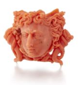 A CORAL CAMEO BROOCH