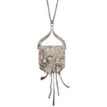 A MODERNIST SILVER PENDANT ON CHAIN