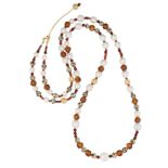 A CULTURED PEARL AND GEMSTONE BEAD NECKLACE