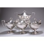 A SET OF FOUR GEORGE III SILVER SAUCE TUREENS