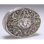 AN 18TH CENTURY DUTCH SILVER 'FAITH, HOPE AND CHARITY' BOX