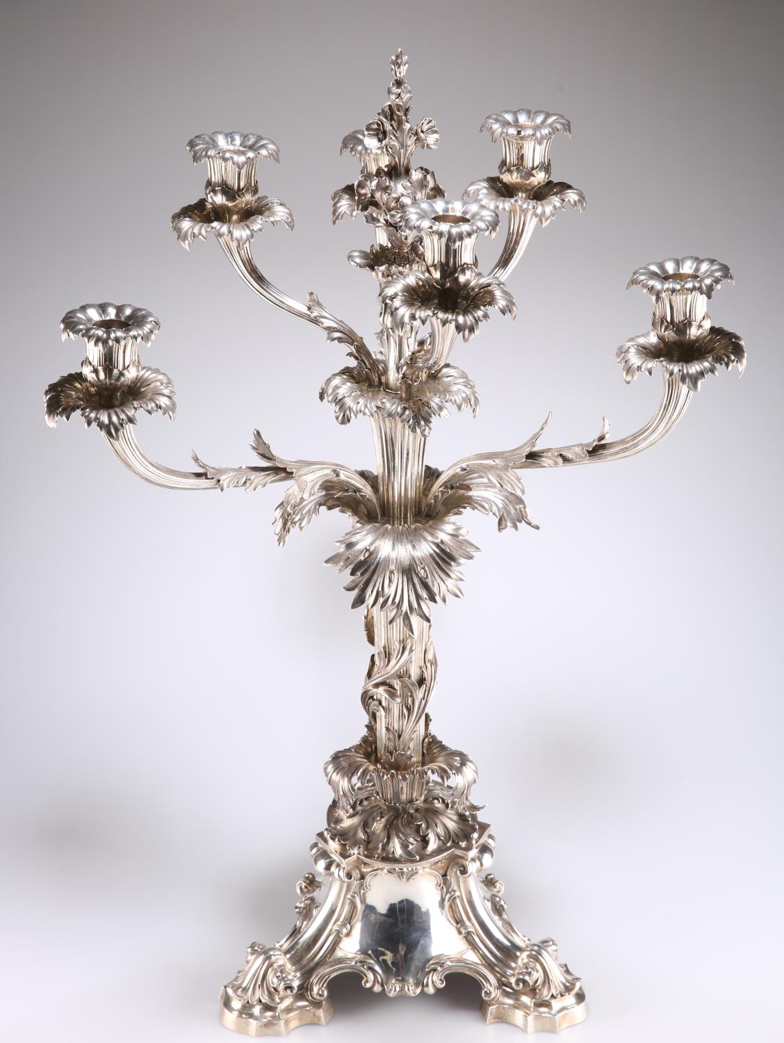 A VICTORIAN SILVER SIX-LIGHT CANDELABRUM CENTREPIECE - Image 2 of 8
