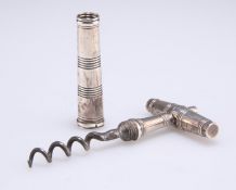 A GEORGE III SILVER POCKET-CORKSCREW