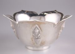 A FOREIGN STERLING SILVER LOTUS BOWL